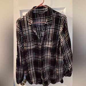 Lane Bryant Black and White Plaid Blouse Sz 14/16